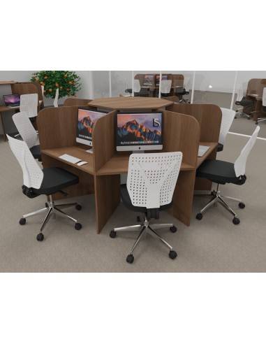 Bureau call center 7 places mobel linea version mélaminé acacia foncé