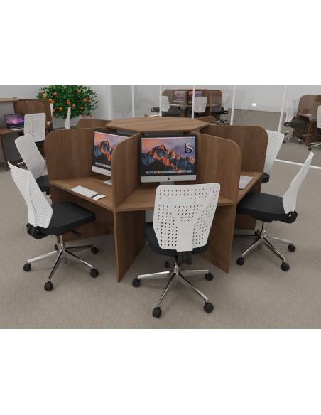 Bureau call center 7 places mobel linea version mélaminé acacia foncé