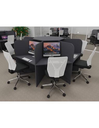 Bureau call center 7 places mobel linea version mélaminé anthracite