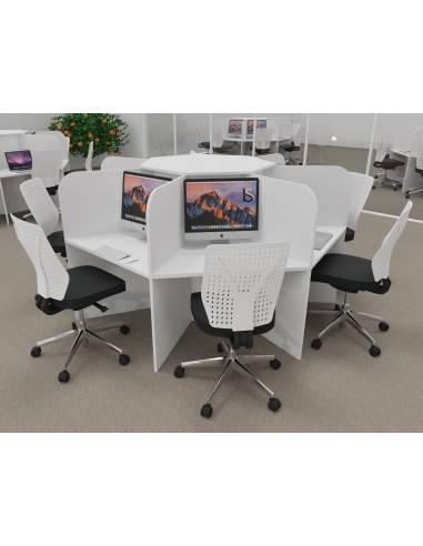 Bureau call center 7 places mobel linea version mélaminé blanc
