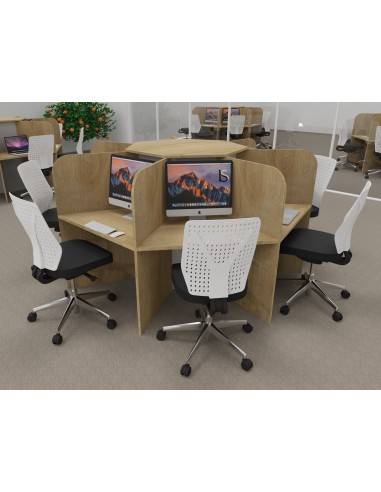 Bureau call center 7 places mobel linea version mélaminé chêne veiné