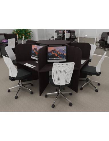 Bureau call center 7 places mobel linea version mélaminé veiné