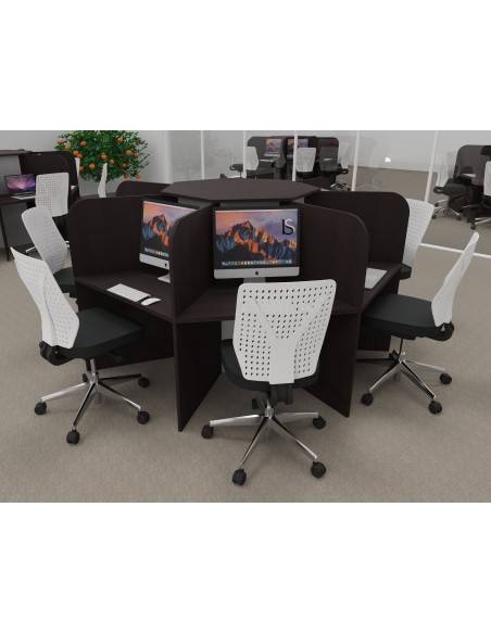 Bureau call center 7 places mobel linea version mélaminé veiné