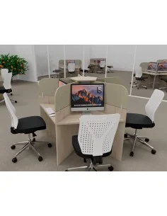BUREAU CALL CENTER 5 PLACES FORME MARGUERITE AVEC CLOISONS ACOUSTIQUES.