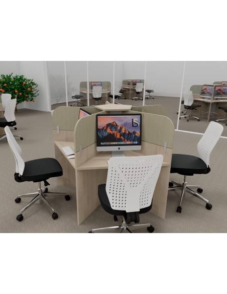BUREAU CALL CENTER 5 PLACES FORME MARGUERITE AVEC CLOISONS ACOUSTIQUES