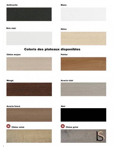 Nuancier parties bois pour bureau Mobel Linea