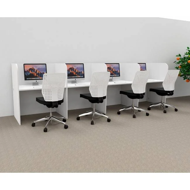 Bureau 4 personnes version murale pour centre d'appel Mobel Linea Call en bois coloris blanc