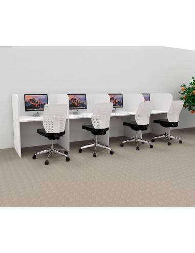 Bureau 4 personnes version murale pour centre d'appel Mobel Linea Call en bois coloris blanc