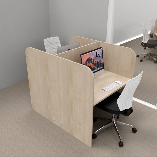 Bureau 2 personnes pour call center Mobel Linea coloris acacia clair