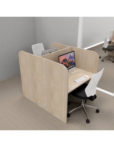 Bureau 2 personnes pour call center Mobel Linea coloris acacia clair