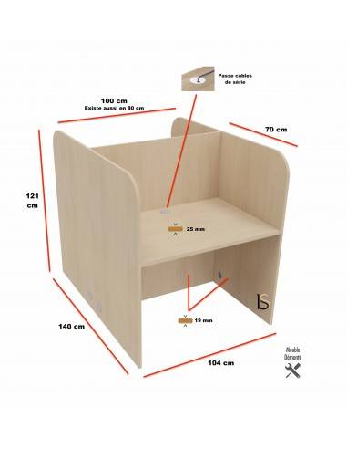 Dimensions bureau 2 personnes pour call center Mobel Linea