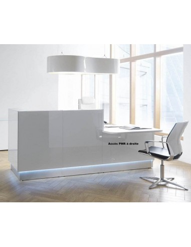 Grande banque d’accueil lumineuse droite série Linea avec accès PMR - MDD