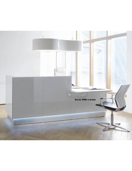 Grande banque d’accueil lumineuse droite série Linea avec accès PMR - MDD