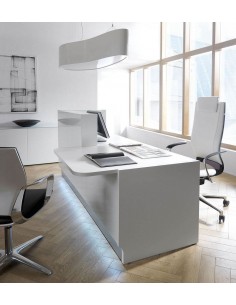 Grande banque d’accueil lumineuse droite série Linea avec accès PMR - MDD 2