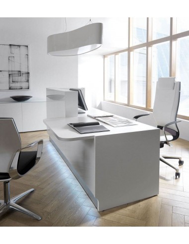 Grande banque d’accueil lumineuse droite série Linea avec accès PMR - MDD