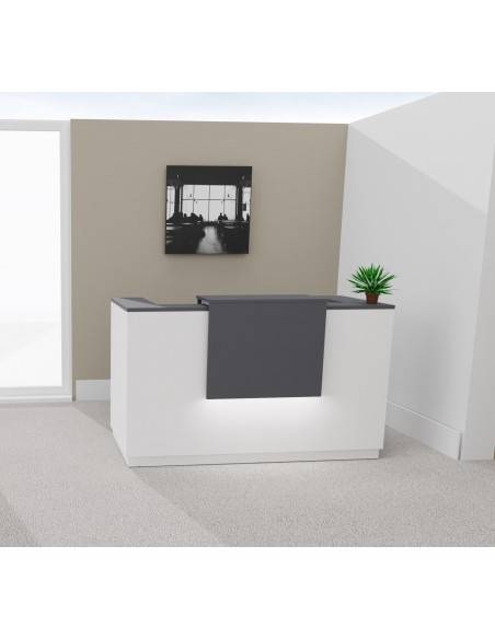 Borne d'accueil bicolor Delta Mobel Linea. Modèle 1 personne. Coloris blanc avec partie supérieure anthracite et éclairage LED