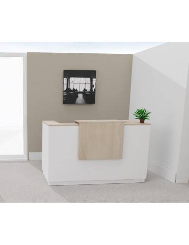 Borne d'accueil bicolor Delta Mobel Linea. Modèle 1 personne. Coloris blanc avec partie supérieure acacia clair