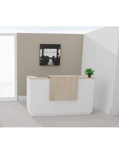 Borne d'accueil bicolor Delta Mobel Linea. Modèle 1 personne. Coloris blanc avec partie supérieure acacia clair