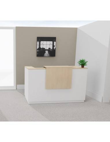 Borne d'accueil bicolor Delta Mobel Linea. Modèle 1 personne. Coloris blanc avec partie supérieure chêne moyen