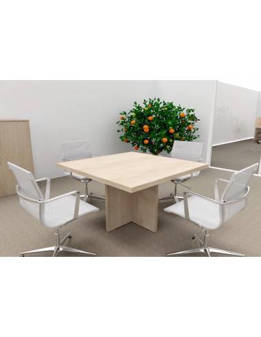Table de réunion plateau carré TAK Mobel Linea coloris acacia clair