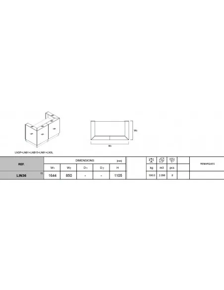 Banque d’accueil droite LINEA version haute largeur 164 cm, coloris noir - MDD