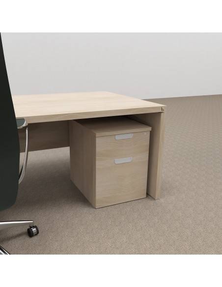 Caisson de rangement 2 tiroirs dont un pour les dossiers suspendus pour bureau de Direction TAK Mobel Linea coloris acacia clair