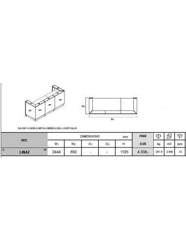 Grande banque d’accueil lumineuse modèle Linea version haute - MDD