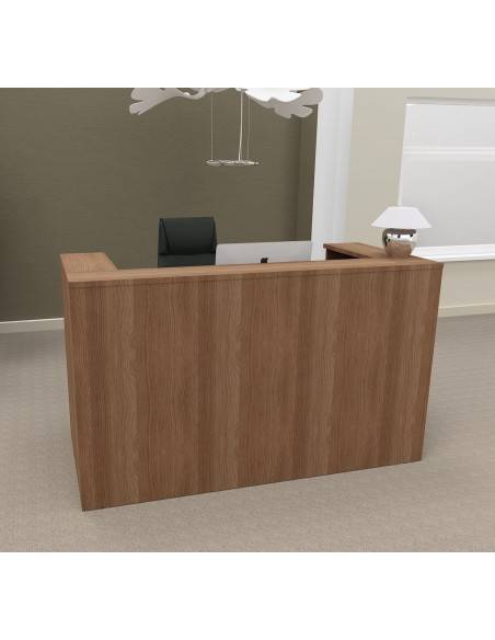 comptoir d'accueil 1 personne pas cher Delta Mobel Linea en bois coloris acacia fonce