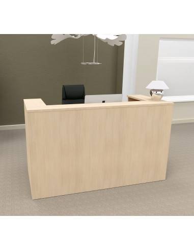 comptoir d'accueil 1 personne pas cher Delta Mobel Linea en bois coloris chêne moyen