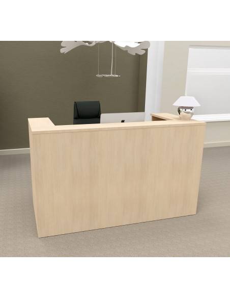 comptoir d'accueil 1 personne pas cher Delta Mobel Linea en bois coloris chêne moyen