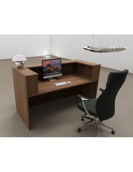 banque d'accueil 1 personne pas chère Delta Mobel Linea en bois coloris acacia fonce