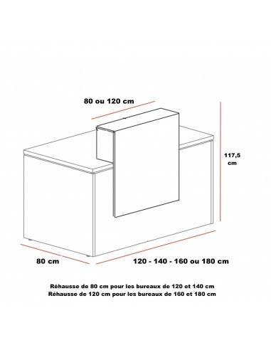 dimensions comptoir accueil pas cher Pano coloris bois