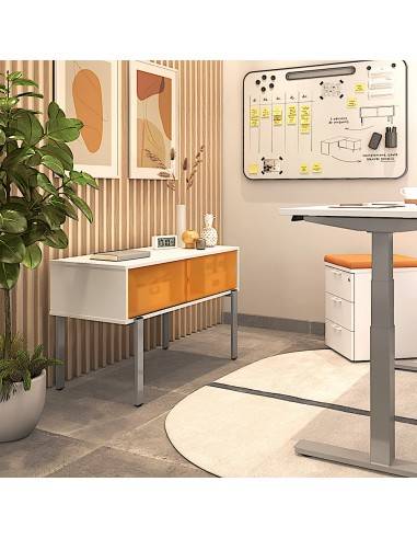 Console de bureau design avec portes coulissantes orange