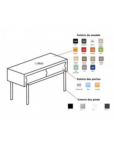 Nuancier console de bureau design avec portes coulissantes orange