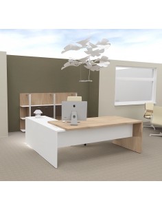 bureau de direction T45 coloris orme avec retour à droite blanc