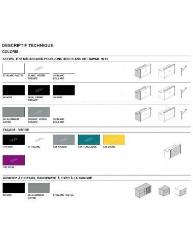 Banque d'accueil droite modèle Linea façade Turquoise, largeur 245 cm - MDD