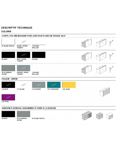 Banque d'accueil droite modèle Linea façade Turquoise, largeur 245 cm - MDD