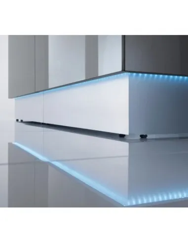 Banque d'accueil droite modèle Linea façade Turquoise, largeur 245 cm - MDD