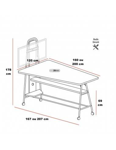 dimensions pour tables connectées Mobel Linea