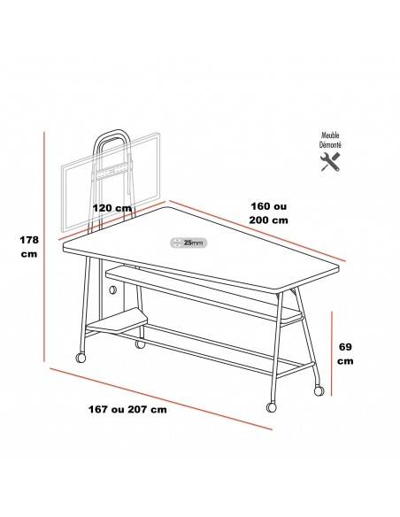dimensions pour tables connectées Mobel Linea