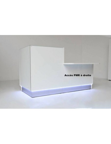 Banque d'accueil compacte Linea avec accès PMR sur le côté - MDD