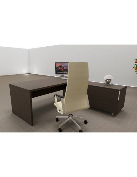 vue arriere Bureau direction T45 quadrifoglio credence a droite coloris eucalyptus