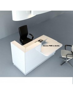 Banque d'accueil compacte Linea avec accès PMR sur le côté - MDD