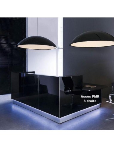 Banque d'accueil lumineuse version angle Linea avec accès bas en retour - MDD