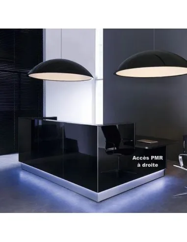 Banque d'accueil lumineuse version angle Linea avec accès bas en retour - MDD