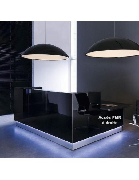 Banque d'accueil lumineuse version angle Linea avec accès bas en retour - MDD