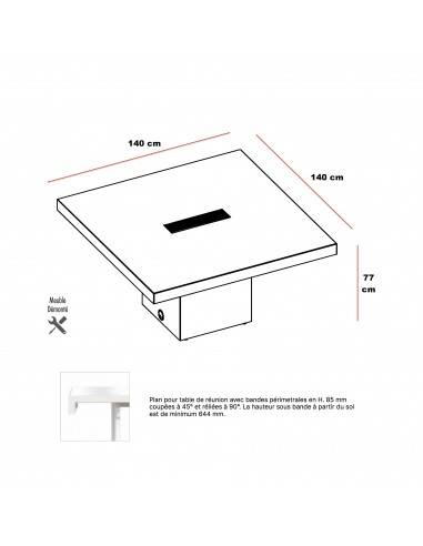 Table de réunion carrée T45 - Officity