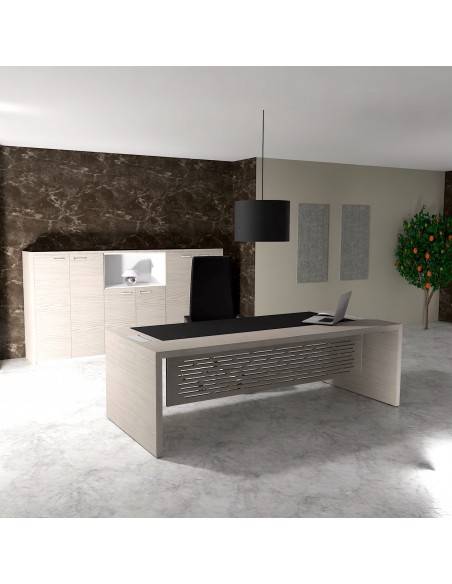 bureau manager E10 Quadrifoglio avec sous mains et voile de fond coloris orme