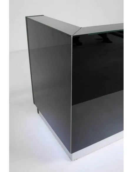 Banque d'accueil lumineuse version angle Linea avec accès bas en retour - MDD