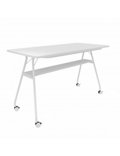 table haute pour réunion avec roulettes esmou mobel Linea coloris blanc et blanc